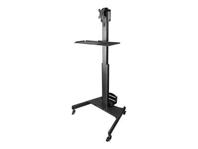 Carrito Ergonómico con Ajuste de Altura para Estación de Trabajo Móvil - con Soporte VESA para Monitor - con Soporte para CPU - con Bandeja para Teclado - Workstation Móvil con Ruedas WKSTNCART