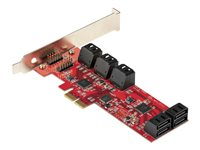 Startech.com Tarjeta PCIe Controladora SATA de 10 Puertos - Tarjeta de Expansión PCI Express SATA - 6Gbps - Perfil Bajo/Completo - Conectores SATA Apilados - ASM1062 sin RAID 10P6G-PCIE-SATA-CARD