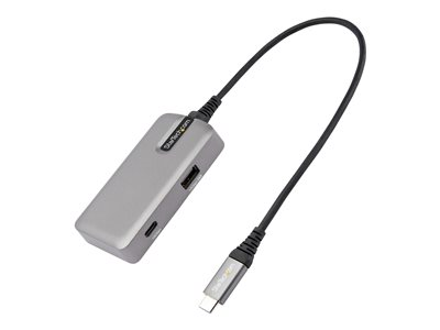 Startech.com Adaptador Multipuertos USB C - USB-C a HDMI 2.0 4K 60Hz, PD con Paso de 100W - Hub USB de 3 Puertos de 10Gbps - Mini Docking Station USB Tipo C Portátil - Cable de 25cm DKT31CHPD3