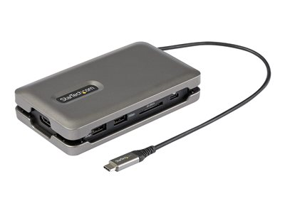 Startech.com Adaptador Multipuertos USB-C - USB Tipo C a HDMI 2.0 4K a 60Hz - Hub Ladrón USB de 2 Puertos de 10Gbps - con PD de Paso de 100W - GbE - SD/MicroSD - Mini Docking Station DKT31CSDHPD3