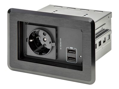 Caja de Tomacorrientes con 2 Puertos USB para Mesa de Conferencias KITBZPOWEU