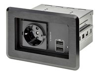 Caja de Tomacorrientes con 2 Puertos USB para Mesa de Conferencias KITBZPOWEU