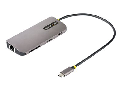 Startech.com Adaptador Multipuertos USB C de Vídeo 4K a 60Hz, con Hub de 3 Puertos USB-A de 5Gbps, Entrega de Alimentación USB de 100W, Red Ethernet, SD/microSD, Cable de 30cm 115B-USBC-MULTIPORT