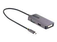 Startech.com Adaptador de Vídeo USB C, Adaptador USB Tipo C a HDMI VGA DVI hasta 4K 60Hz, Adaptador de Pantalla Multipuertos, Compatible con Thunderbolt 3/4, Adaptador de Viajes 118-USBC-HDMI-VGADVI