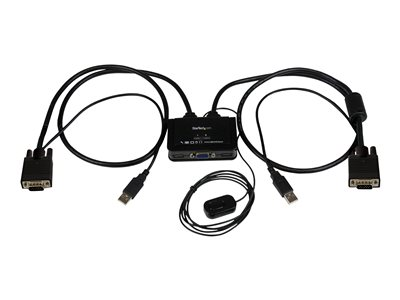 Switch Conmutador KVM de Cable con 2 Puertos VGA USB Alimentado por USB con Interruptor Remoto SV211USB