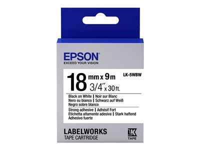 Epson Cinta adhesiva resistente - LK-5WBW cinta adhesiva resistente negra/blanca 18/9 C53S655012