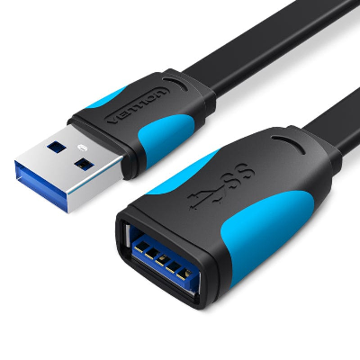 Cable Alargador USB 3.0 Vention VAS-A13-B200/ USB Macho - USB Hembra/ 2m/ Negro y Azul VAS-A13-B200