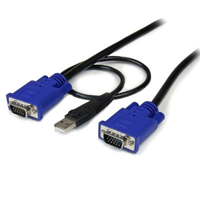 Startech.com Cable KVM de 3m Ultra Delgado Todo en Uno VGA USB HD15 - 10ft Pies  2 en 1 SVECONUS10