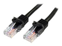 StarTech.com - Cable de Red de 0,5m Negro Cat5e Ethernet RJ45 sin Enganches - Latiguillo Snagless - cable de interconexión - 50 cm - negro