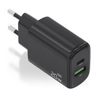 Aisens CARGADOR GAN 20W 1XUSB-C PD3.0 CHAR1XUSB-A QC3.0 NEGRO A110-0910