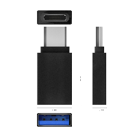 Aisens MINI ADAPTER ALUMINIUM USB 3.2 CABLGEN1 3A TYPE USB-C/M-A/H BLACK A108-0717