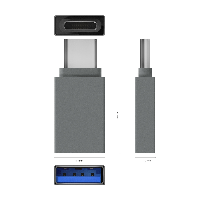 Aisens MINI ADAPTER ALUMINIUM USB 3.2 CABLGEN1 3A TYPE USB-C/M-A/H GREY A108-0718