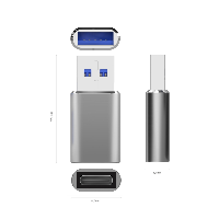MINI ADAPTER USB 3.2 GEN2 USB  CABL2.0 3A TIPO USB-C/H-A/M GRIS A108-0677
