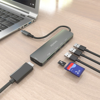 USB-C DOCK 6 EN 1 USB-C GRIS   ACCS1XHDMI 3XUSB-A 1XSD 1XMICRO SD ASUC-6P024-GR