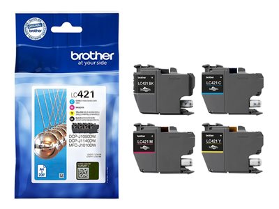  BROTHER  LC421 - paquete de 4 - negro, amarillo, cián, magenta - original - cartucho de tintaLC421VAL