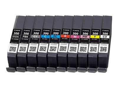  CANON  PFI-MBK/PBK/CO/GY/R/C/M/Y/PC/PM 10 Ink Cartridge Multipack - paquete de 10 - gris, amarillo, cián, magenta, rojo, negro mate, Photo Negro, photo cyan, photo magenta, optimizador croma - original - depósito de tinta4192C008