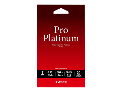  CANON  Photo Paper Pro Platinum - papel fotográfico brillante - 20 hoja(s) - 100 x 150 mm - 300 g/m²2768B013