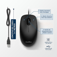 CoolBox Ratón U01 USB 1600DPI Negro COO-RAT01B-U