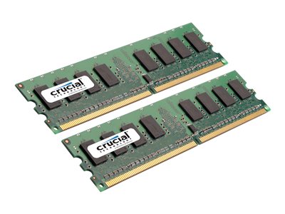  CRUCIAL  - DDR2 - kit - 2 GB: 2 x 1 GB - DIMM de 240 contactos - 800 MHz / PC2-6400 - sin búferCT2KIT12864AA800
