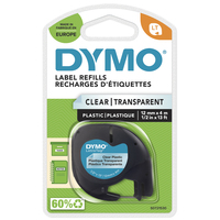DYMO Cinta Rotuladora Adhesiva de Plástico Dymo 12267/ para Letratag/ 12mm x 4m/ Negra-Transparente S0721510