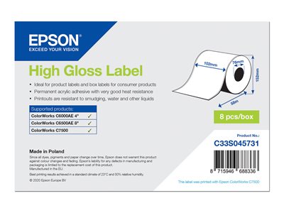  EPSON  - etiquetas continuas - de alto brillo - 8 bobina(s) - Rollo (10,2 cm x 58 m)C33S045731