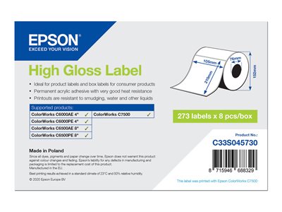  EPSON  - etiquetas troqueladas - de alto brillo - 273 etiqueta(s) - 105 x 210 mmC33S045730