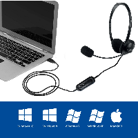 EWENT EW3568 Auricular USB+micrófono cable  2,1m EW3568