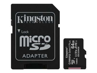  KINGSTON  Canvas Select Plus - tarjeta de memoria flash - 64 GB - microSDXC UHS-ISDCS2/64GB-2P1A
