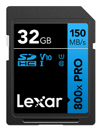 Lexar 32GB PROFESSIONAL 800X PRO SDHCCARD150MB/S READ. C10 V10 U1 LSD0800P032G-BNNNG