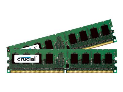  Lexar Crucial - DDR2 - kit - 4 GB: 2 x 2 GB - DIMM de 240 contactos - 1066 MHz / PC2-8500 - sin búferCT2KIT25664AA1067