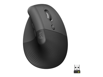  LOGITECH  Lift Vertical Ergonomic Mouse - ratón vertical - Bluetooth, 2.4 GHz - grafito910-006473