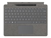 Microsoft Surface Pro Signature Keyboard - teclado - con panel táctil, acelerómetro, bandeja de carga y almacenamiento Surface Slim Pen 2 - español - platino - con Slim Pen 2