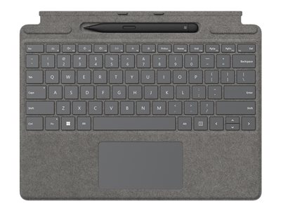  MICROSOFT  Surface Pro Signature Keyboard - teclado - con panel táctil, acelerómetro, bandeja de carga y almacenamiento Surface Slim Pen 2 - español - platino - con Slim Pen 28X8-00072