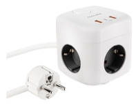NANO CABLE Regleta con Interruptor Nanocable 10.37.0004/ 4 Tomas de Corriente/ Cable 1.4m/ Blanca 10.38.0003-NS