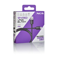 NGS CABLE CARGA RAPIDA USB-A A USB-C 1M NEGRO ZYRO-ACBLACK