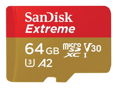  SANDISK  Extreme - tarjeta de memoria flash - 64 GB - microSDXC UHS-ISDSQXAH-064G-GN6MA