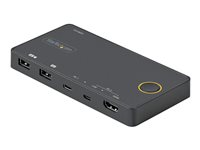 StarTech.com 2 Port Hybrid USB-A + HDMI & USB-C KVM Switch, Single 4K 60Hz HDMI 2.0 Monitor, Compact Desktop and/or Laptop HDMI KVM Switch, USB Bus Powered, Thunderbolt 3 Compatible - 2 Port HDMI KVM Switch (SV221HUC4K) - conmutador KVM / audio - 2 puertos