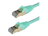 StarTech.com 2m CAT6A Ethernet Cable, 10 Gigabit Shielded Snagless RJ45 100W PoE Patch Cord, CAT 6A 10GbE STP Network Cable w/Strain Relief, Aqua, Fluke Tested/UL Certified Wiring/TIA - Category 6A - 26AWG (6ASPAT2MAQ) - cable de interconexión - 2 m - agua