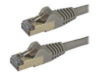 StarTech.com 2m CAT6A Ethernet Cable, 10 Gigabit Shielded Snagless RJ45 100W PoE Patch Cord, CAT 6A 10GbE STP Network Cable w/Strain Relief, Grey, Fluke Tested/UL Certified Wiring/TIA - Category 6A - 26AWG (6ASPAT2MGR) - cable de interconexión - 2 m - gris