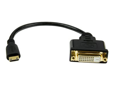  STARTECH.COM  8 in Mini HDMI to DVI Cable Adapter, DVI-D to HDMI (1920x1200p), 19 Pin HDMI Mini (C) Male to DVI-D Female, Digital Monitor Adapter Cable M/F, 3.9 Gbps Bandwidth, Black - Mini HDMI to DVI Adapter - adaptador de vídeo - HDMI/DVI - 20.32 cmHDCDVIMF8IN