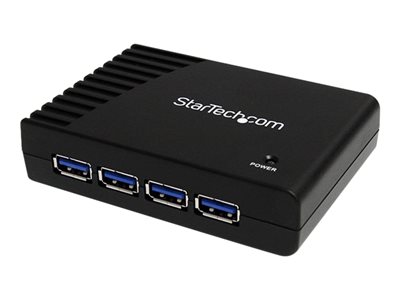  STARTECH.COM  Adaptador Concentrador Hub Ladrón USB 3.0 Super Speed 4 Puertos Salidas con Corriente PC Mac - 4x USB A Hembra - hub - 4 puertosST4300USB3EU