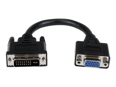 STARTECH.COM  Adaptador Conversor de 20cm para Monitor de Ordenador DVI-I a VGA - DVI-I Macho - HD15 Hembra - Cable Convertidor Negro - adaptador VGA -DVIVGAMF8IN