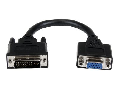  STARTECH.COM  Adaptador Conversor de 20cm para Monitor de Ordenador DVI-I a VGA - DVI-I Macho - HD15 Hembra - Cable Convertidor Negro - adaptador VGA - 20 cmDVIVGAMF8IN