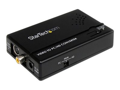  STARTECH.COM  Adaptador Conversor Escalador de S-Video - Video Compuesto y por Componentes  RCA a VGA- HD15 -Mini-DIN - 1600x1200 -1080p - vídeo conversor - negroVID2VGATV2