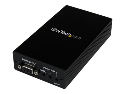  STARTECH.COM  Adaptador Conversor Escalador de S-Video - Video Compuesto y por Componentes  RCA a VGA- HD15 -Mini-DIN - 1280x1024 -1080i - vídeo conversor - 48 MB - negroVID2VGATV