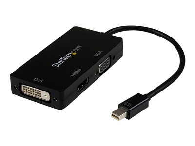  STARTECH.COM  Adaptador Conversor Mini DisplayPort a VGA DVI o HDMI - Convertidor A/V 3 en 1 para viajes - 1080p - 1920x1200 - adaptador de vídeo - MinMDP2VGDVHD