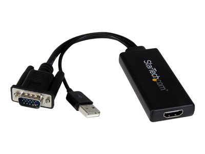  STARTECH.COM  Adaptador Conversor VGA a HDMI con Audio USB y Alimentación - Cable Convertidor Móvil de HD15 a HDMI - 1080p - cable adaptador - HDMI/VGAVGA2HDU