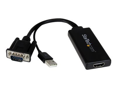  STARTECH.COM  Adaptador Conversor VGA a HDMI con Audio USB y Alimentación - Cable Convertidor Móvil de HD15 a HDMI - 1080p - cable adaptador - HDMI/VGA/audio/USB - 26 cmVGA2HDU