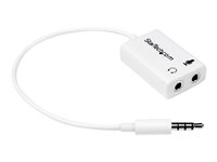 StarTech.com Adaptador de Auriculares con Micrófono Mini-Jack 3,5mm 4 pines a Conectores de Auriculares y de Micrófono - M a 2xH Blanco - separador de auriculares - 15.25 cm