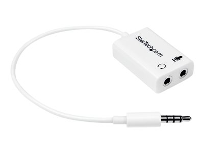  STARTECH.COM  Adaptador de Auriculares con Micrófono Mini-Jack 3,5mm 4 pines a Conectores de Auriculares y de Micrófono - M a 2xH Blanco - separador deMUYHSMFFADW